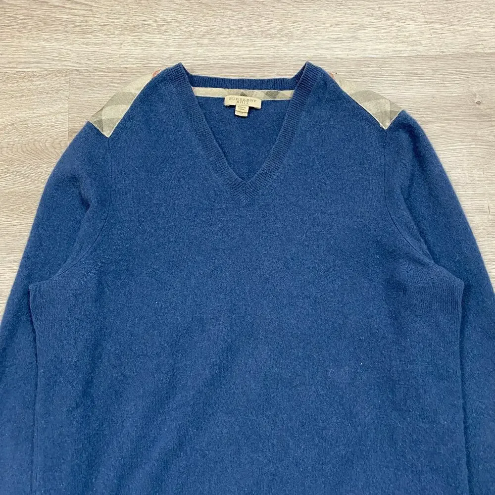 Burberry Brit‎ Cashmere Nova Check Shoulder Sweater Men's M Preppy